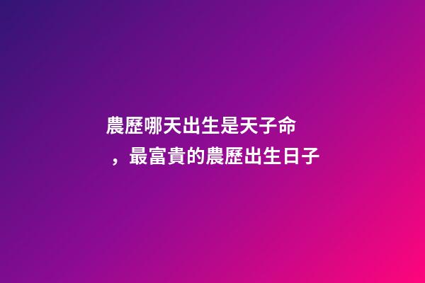 農歷哪天出生是天子命，最富貴的農歷出生日子